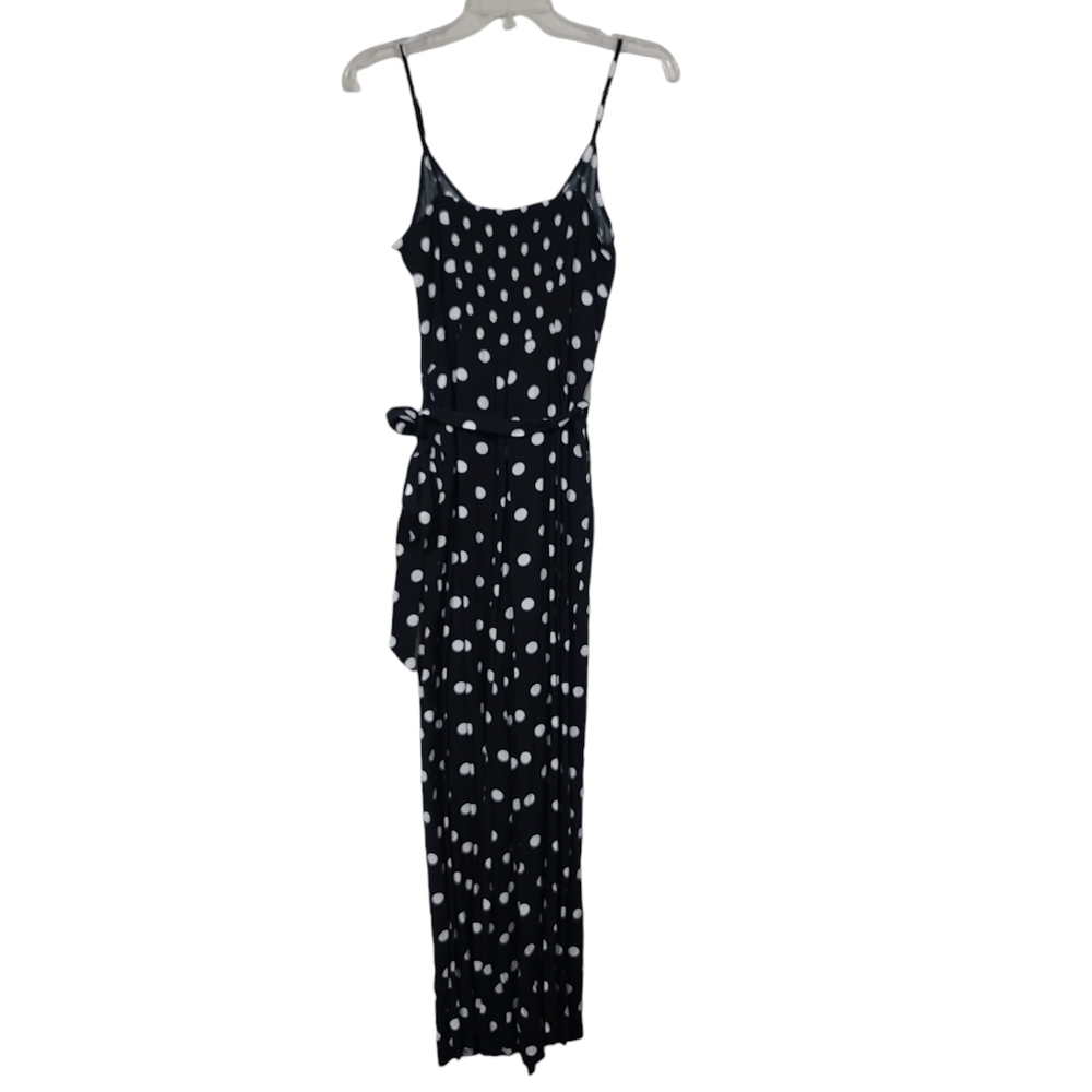 J. Crew Black White Polka Dot Belted Sleeveless Jumpsuit 8 - Picture 4 of 9